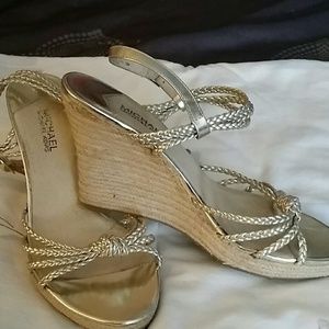 Michael Kors Gold Wedges size 10